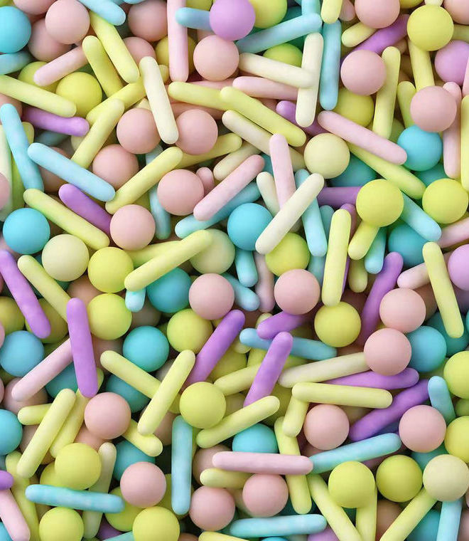 Mix Colors Matte Surface Rods And Sugar Pearls Sprinkles Mix