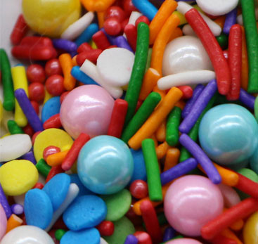 Mix Color Sugar Pearls With Jimmies And Confetti Sprinkles Mix