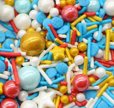Mix Size Sugar Pearls with Mix Color Jimmies Sprinkles Mix