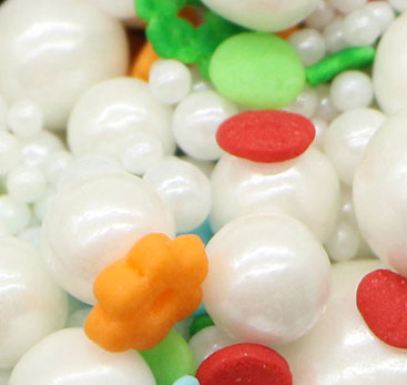 Mix Size White Sugar Pearls With Confetti Sprinkles Mix