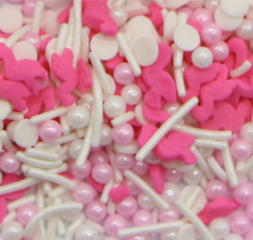 Flamingo Confetti With Jimmies And Sugar Pearls Sprinkles Mix