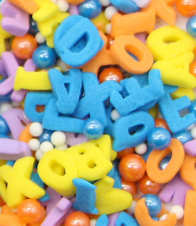 Mix Colors Alphabet Confetti With Mix Colors Sugar Pearls Sprinkles Mix