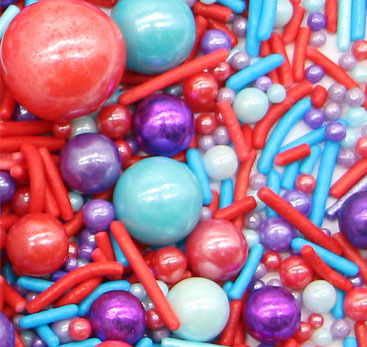 Multi Colors Sugar Pearls With Mix Jimmies Sprinkles Mix