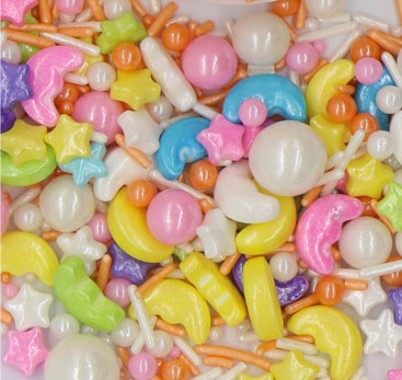Mix Size Sugar Pearls With Star Shape Confetti Sprinkles Mix