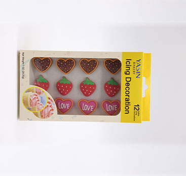 Lovely Heart Strawberry Royal Icing Decorations