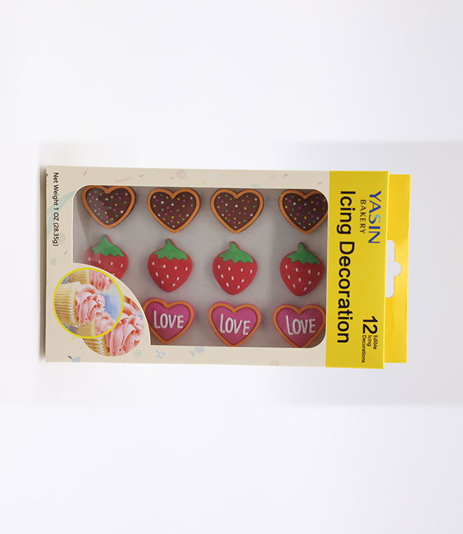 Lovely Heart Strawberry Royal Icing Decorations